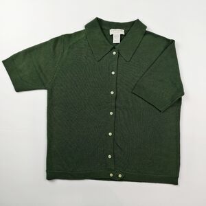 Vintage Express Women's S Tricot Knit Top Olive Forest Retro Y2K Classic